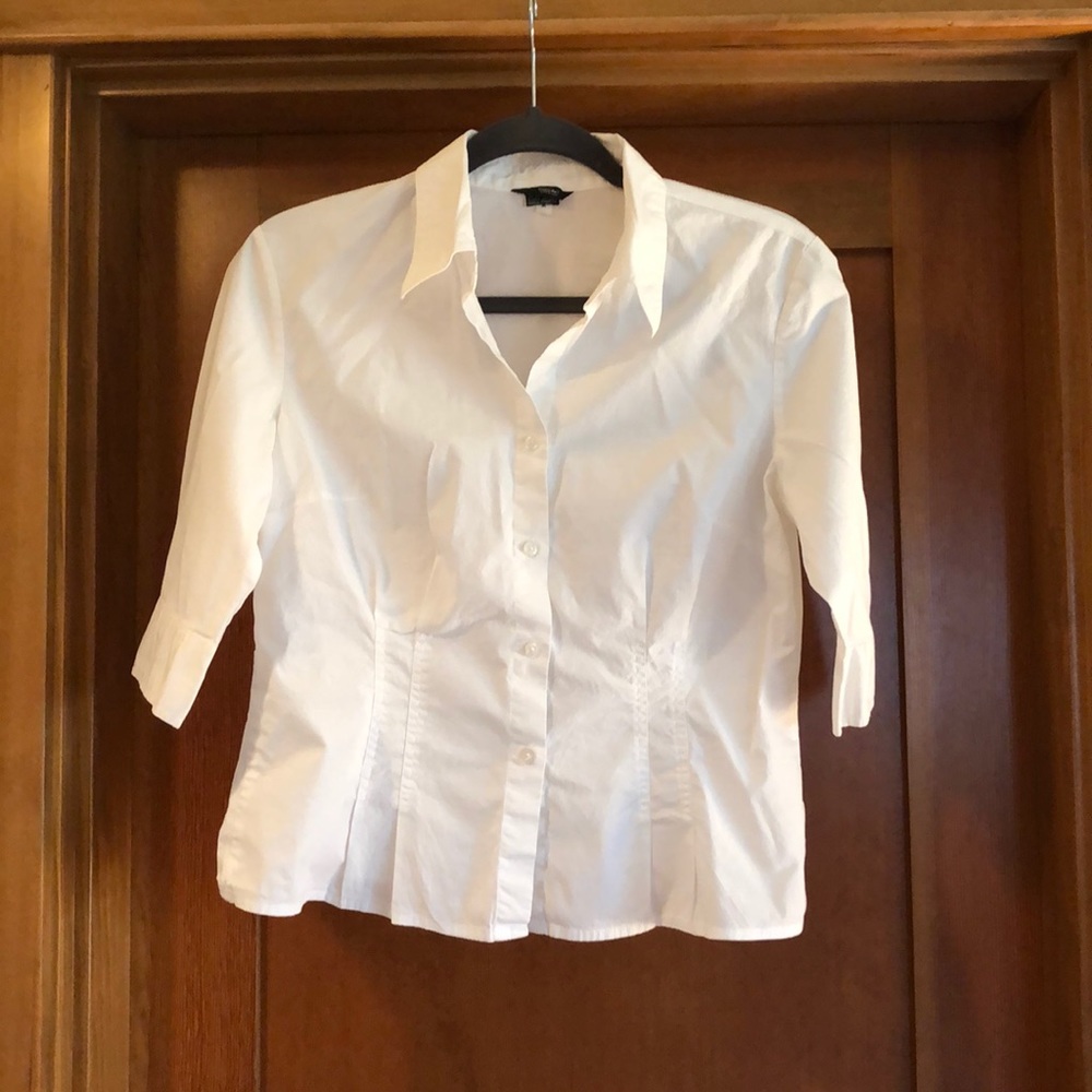 3/4 sleeve white button up